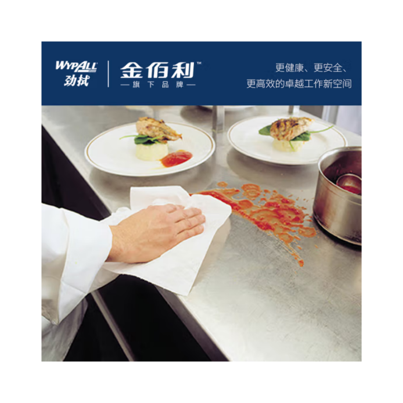 劲拭(Wypall)金佰利X50pro 1000张/卷x1卷/箱通用型擦拭布 快速吸收 可接触食品95217高清大图
