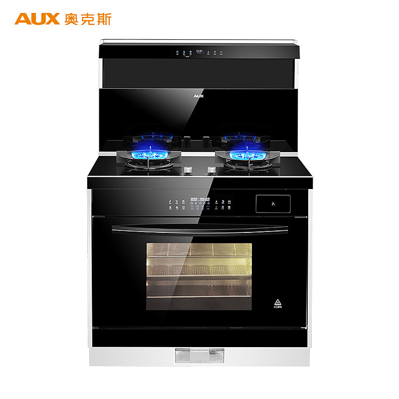 AUX奥克斯集成灶 家用蒸烤一体灶下排侧吸式 油烟机自动清洗环保节能灶烟灶联动 JJZT-ZK581/D 天然气