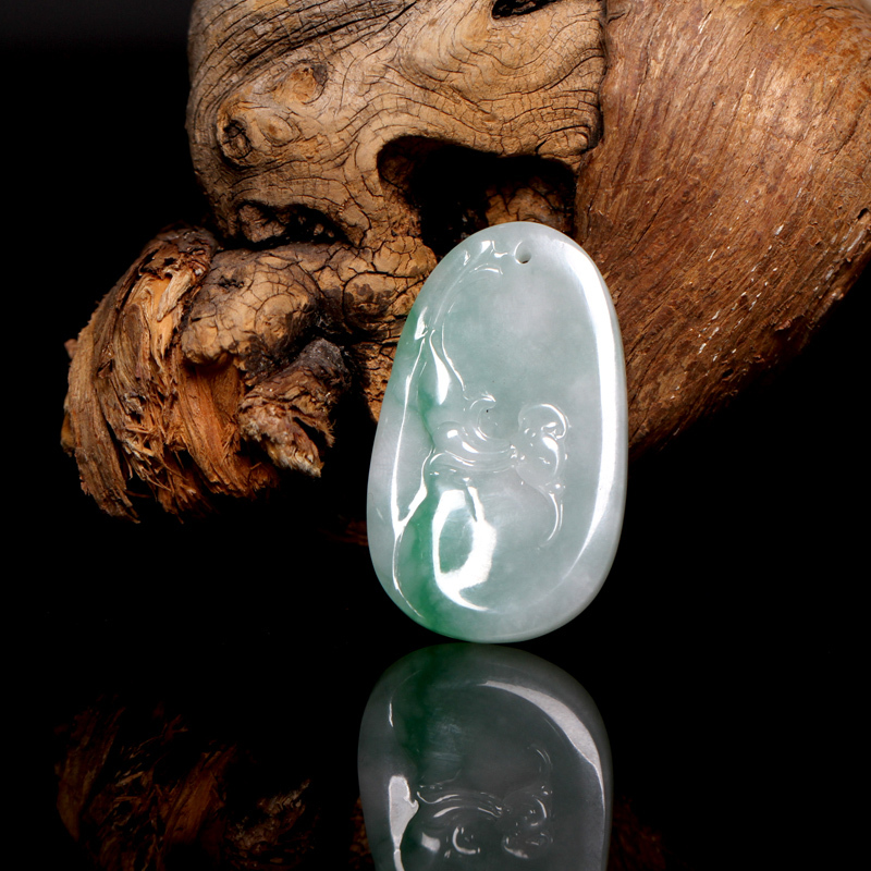 张铁军翡翠冰糯种飘绿事事如意挂坠天然a货吊坠挂件