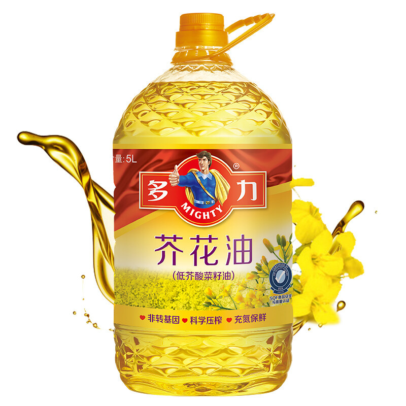 多力芥花油5L 非转基因高油酸食用油 1桶