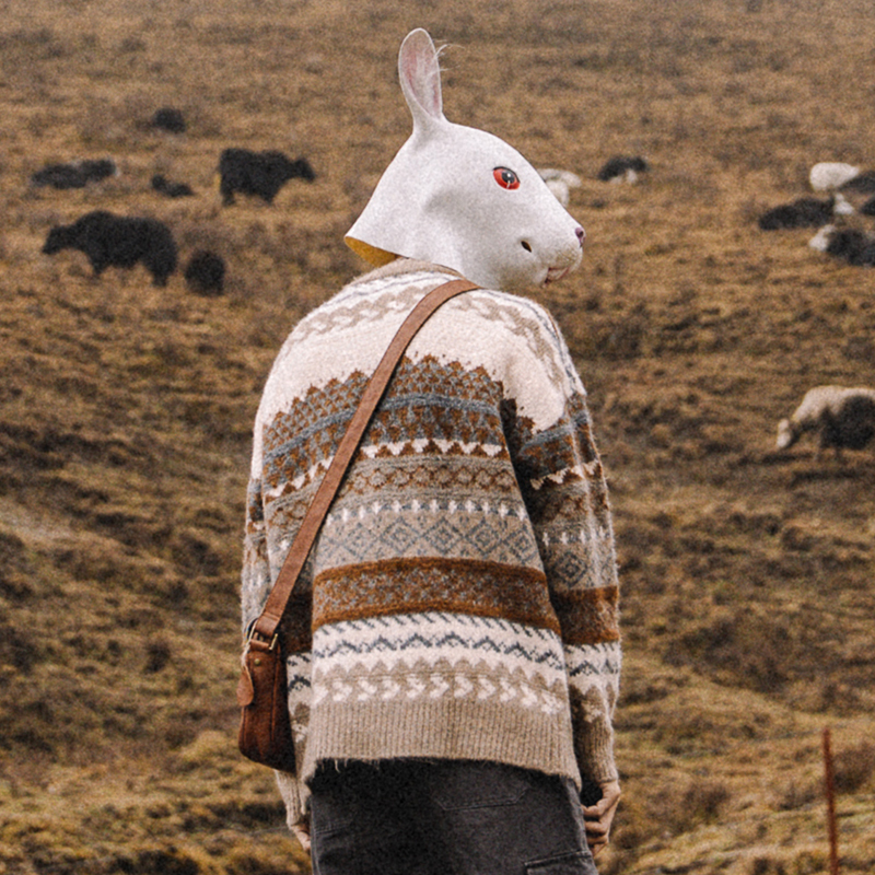 new lake兔先森秋冬新款民族风日系复古外衣针织衫情侣装韩版宽松毛衣