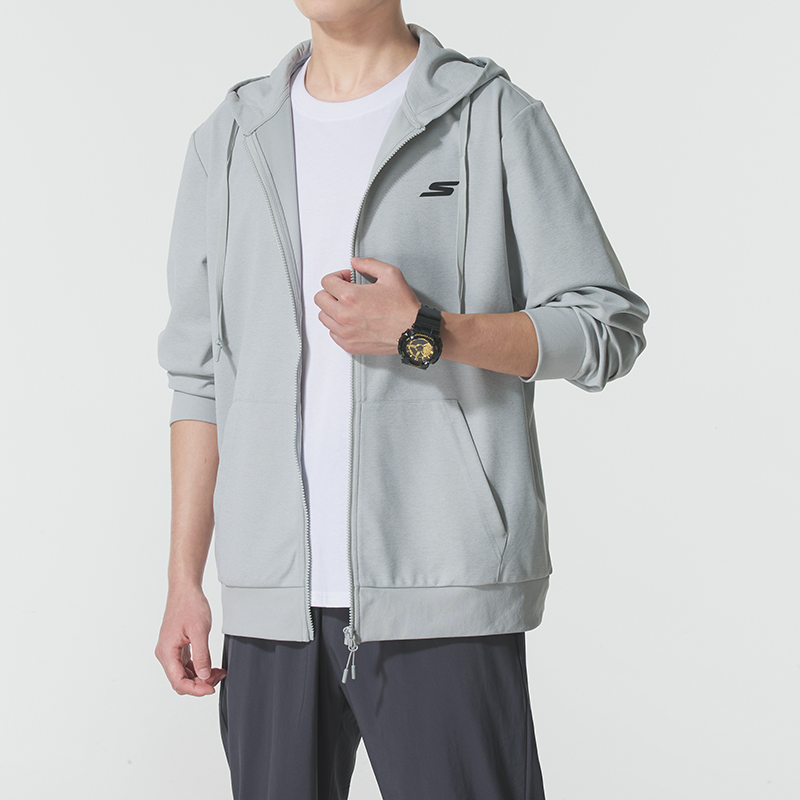 斯凯奇(Skechers)男装女装新款时尚情侣装连帽外套休闲针织夹克运动服P225U132-0280 ZP高清大图