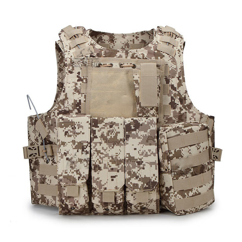 两栖战术背心 户外装备防护多用途训练作战马甲 荒漠迷彩