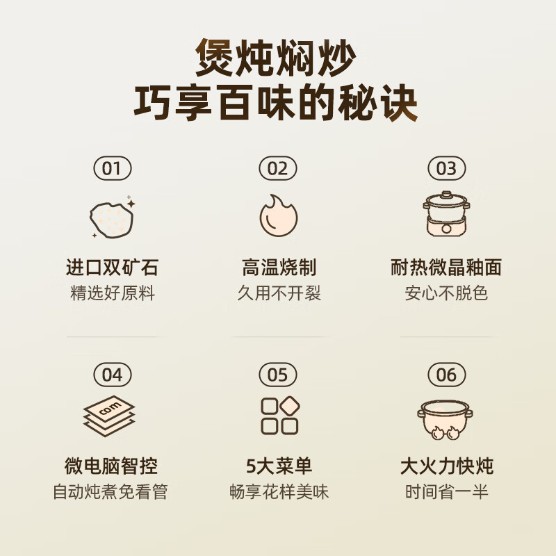 小熊(Bear)电炖锅煲汤锅电炖盅养生锅 煲仔饭快炖分体式电砂锅DSG-D30S1 3L高清大图