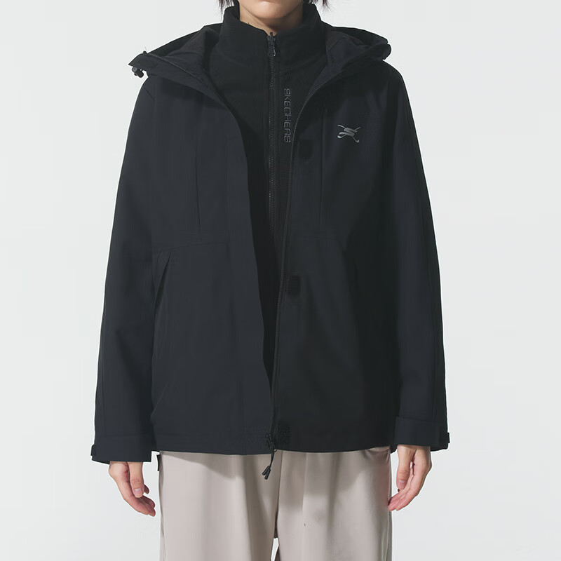 斯凯奇(Skechers)女装新款运动服健身训练潮流时尚舒适透气休闲夹克外套P425W219-0019 ZP P425W218-03K8/黑色 S