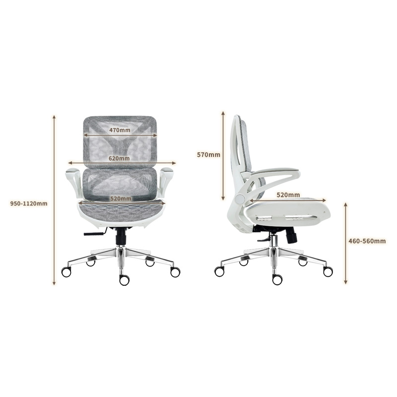 臻远 ZY-8944 办公椅人体工学椅转椅 白框 单位:把高清大图