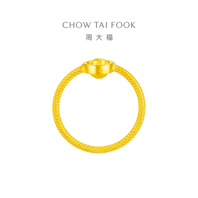 周大福ING系列时来运转猫眼足金黄金戒指 R30137精选高清大图