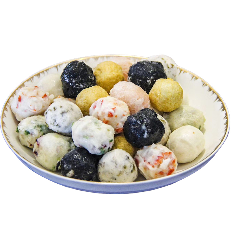 [满150-60]千渔旺海鲜鱼丸组合装新鲜手打火锅食材丸子鱼肉无添加烧烤食材麻辣烫关东煮食材速冻混搭鱼丸500g/袋