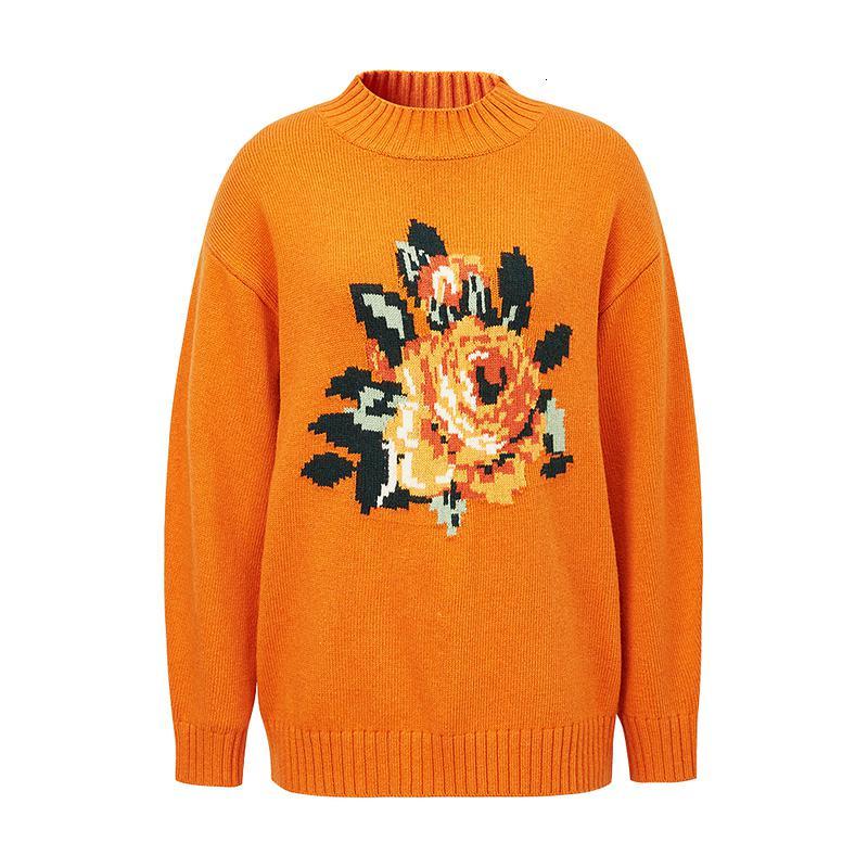 2件25折价15375叠加199减30mecity女装21春季新款毛衣圆领潮流绣花