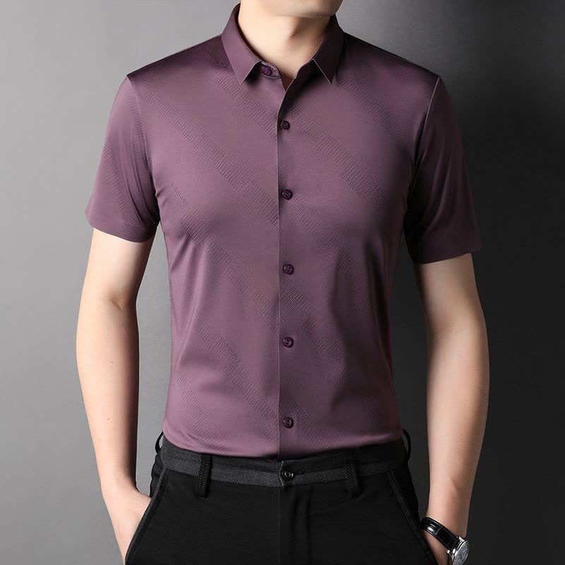 恒源祥品质免烫短袖衬衫男中年男士衬衣服宽松商务休闲寸衣薄2022年夏季图片