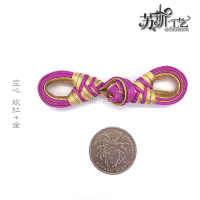 苏斯 手工盘扣唐装扣旗袍扣双色空心琵琶扣古装扣喜贴扣喜服盘扣实心琵琶盘扣 空心玫红+金