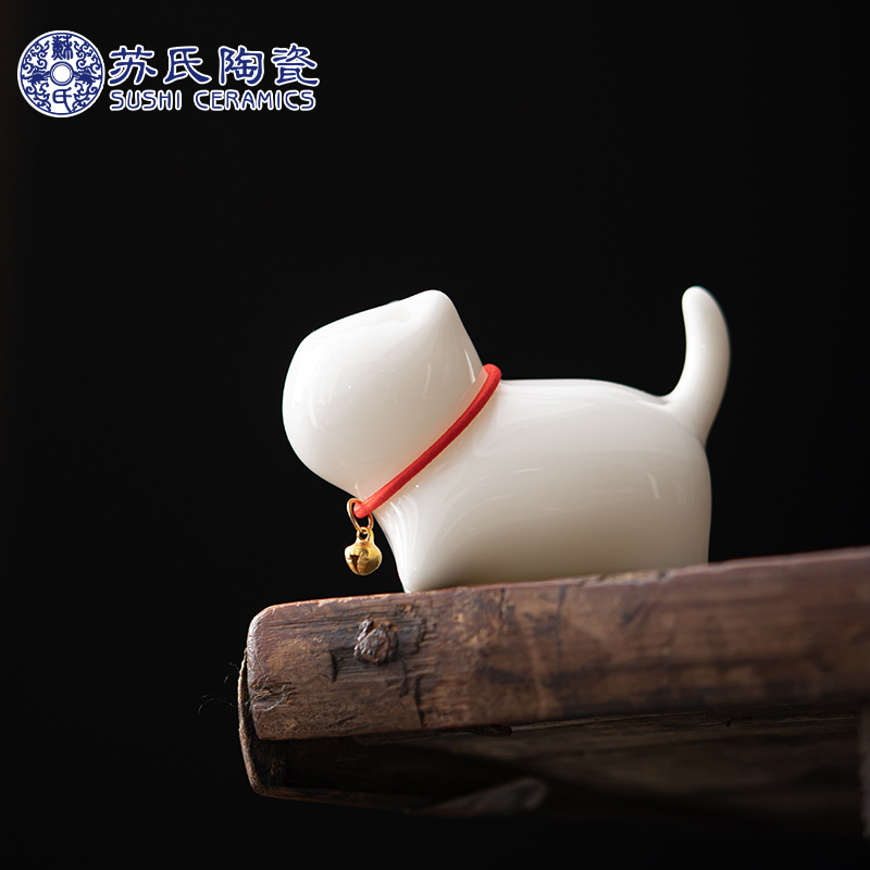 苏氏陶瓷(SUSHI CERAMICS)羊脂玉瓷茶具配件茶宠致白小猫咪高清大图
