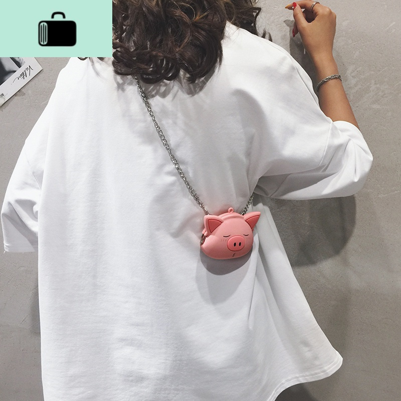 ins超火迷你小包包女2019新款百搭少女链条斜挎包可爱小猪零钱包NEW LAKE