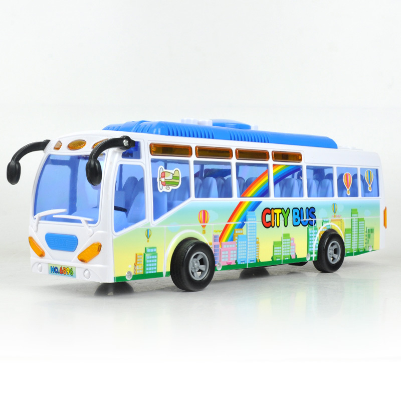 会说话公交车语音巴士旅游大巴模型玩具惯性车儿童玩具车声光开a款