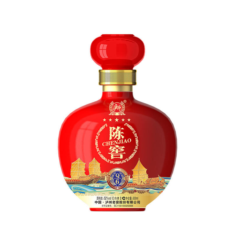 泸州老窖股份Q6陈窖酒52度500ml*6瓶高度白酒整箱装婚宴送礼配三个礼袋