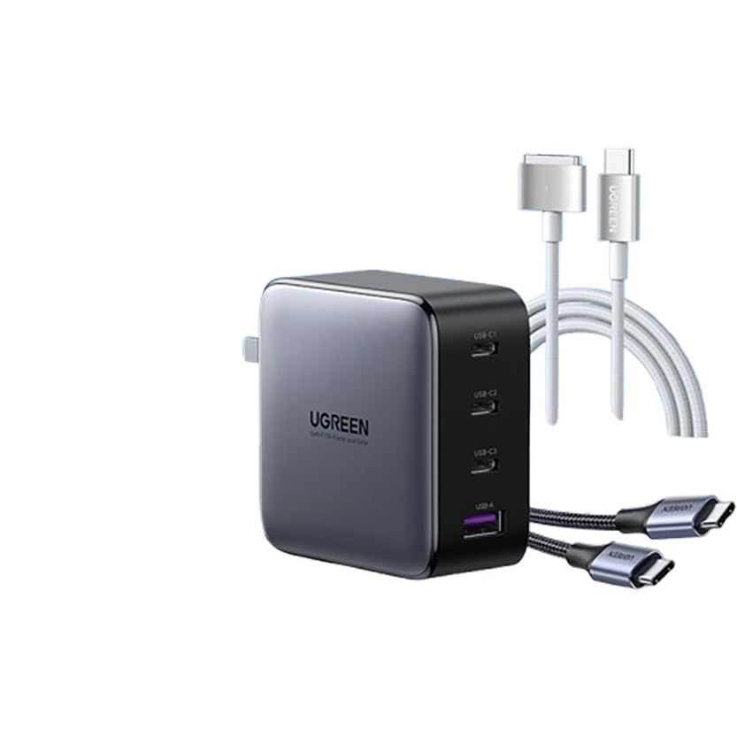 绿联 苹果笔记本电脑充电线套装 magsafe2磁吸电源线+100W氮化镓充电器套装