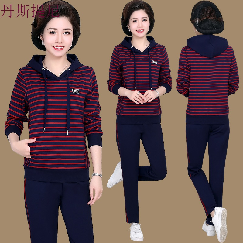 妈妈秋装两件套运动服套装中年女装2018新款春秋中老年人洋气外套