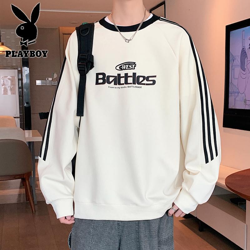 花花公子新款高品质卫衣男潮流2025春款新款印花套头青少年长袖学生宽松单穿_296高清大图