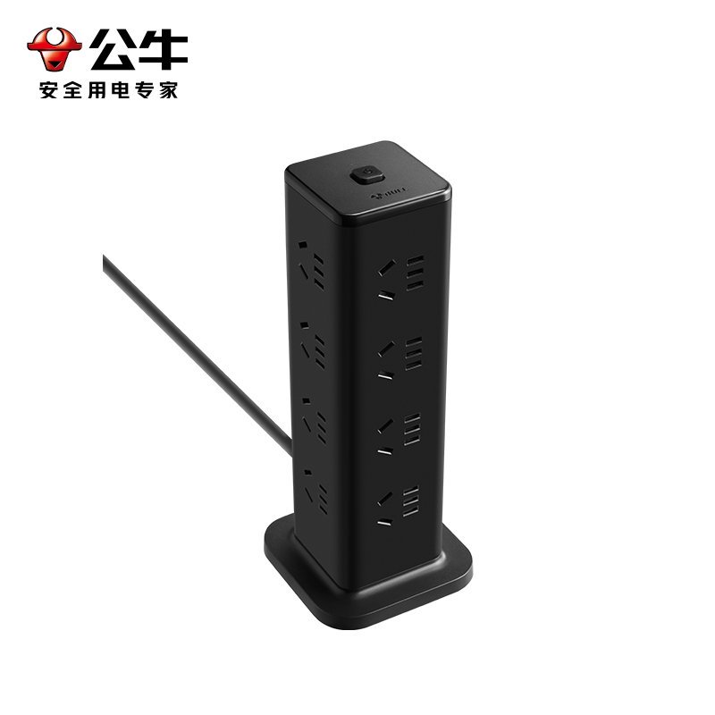 公牛(bull)GNV-UL1016[黑色16插/1.6m]立式插座桌面插排面板充电宿舍多功能排插多孔位插线板高清大图