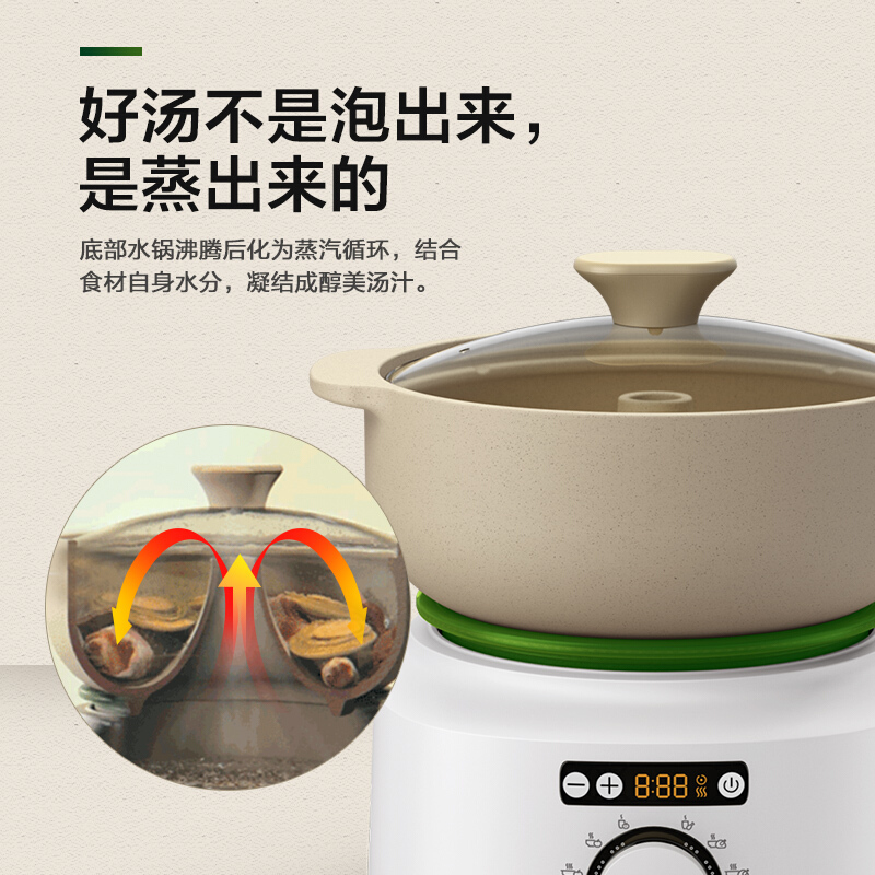 飞利浦(Philips)电炖锅 汽锅醇汤煲多功能煲汤锅 养生隔水炖汤锅电炖盅 HR2210/01 预约定时自动断电防干烧高清大图