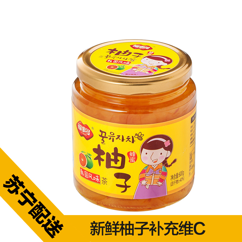 福事多蜂蜜柚子茶600g冲饮泡水喝的冲泡饮品 韩式水果茶饮花茶酱