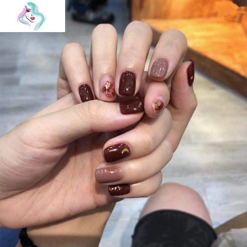 假指甲贴片光疗成品酒红跳色秋冬新款新娘甲孕妇甲片美甲定制你那么美