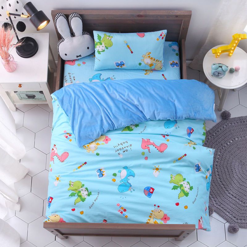 冬季保暖全棉加绒儿童被子幼儿园三件套可拆洗宝宝午睡小被子春秋
