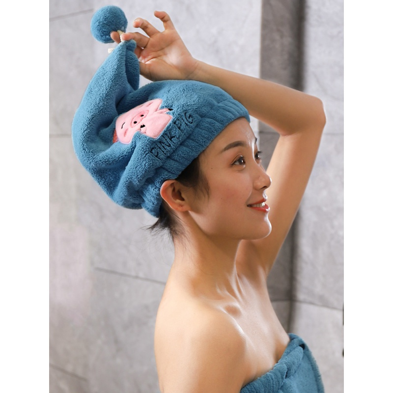 超强速干吸水干发帽 擦头发包头发沐浴帽吸干头发可爱卡通日本女 浅咖