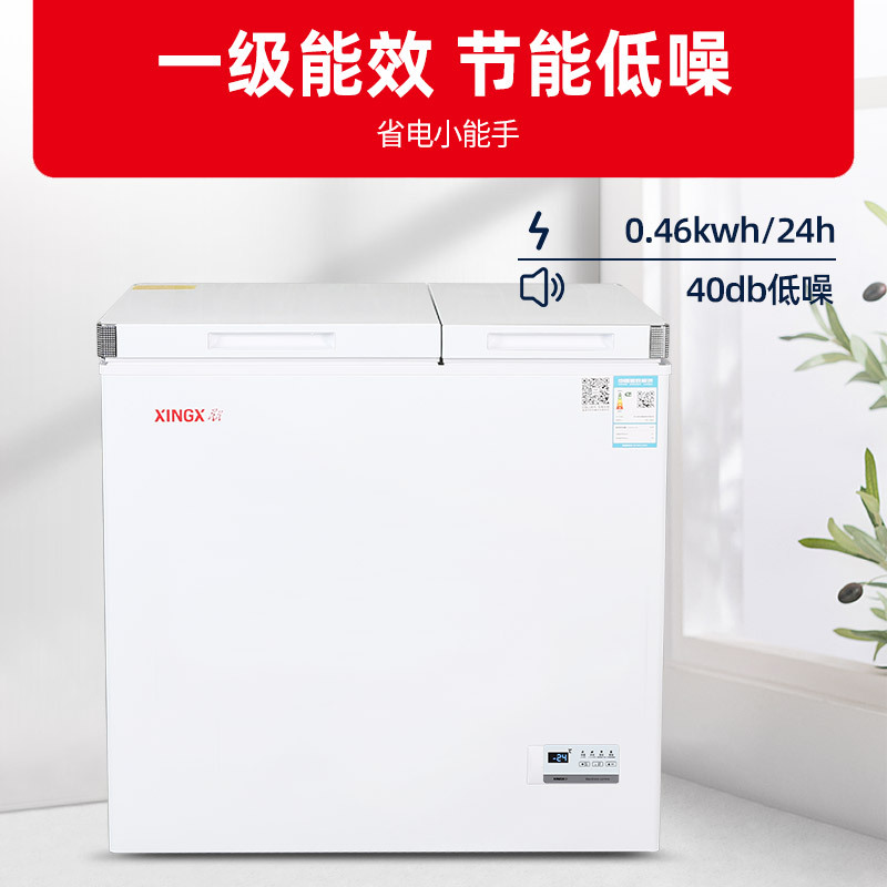 星星(XINGX)196升冰柜双温家用冷柜小型 冷藏冷冻卧式商用保鲜冰箱 节能省电主推 BCD-196XGE高清大图