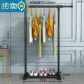 敬平毛巾架子落地晾架子免打孔挂网红置物架收纳架杆临时放衣服器 105cm-黑色【可伸缩款】-中