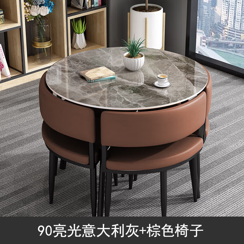 晋舰洽谈桌简约奶茶店桌椅组合休息区谈判桌会客接待桌圆桌组合七高清大图