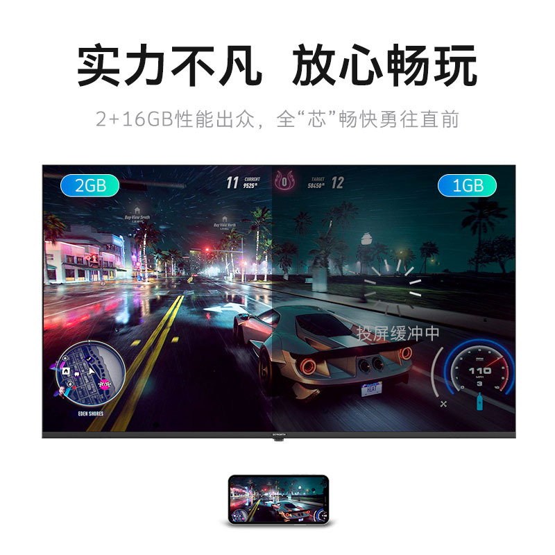 创维(SKYWORTH)55H30 55英寸4K超高清HDR 超薄全面屏 人工智能声控 液晶平板电视机
