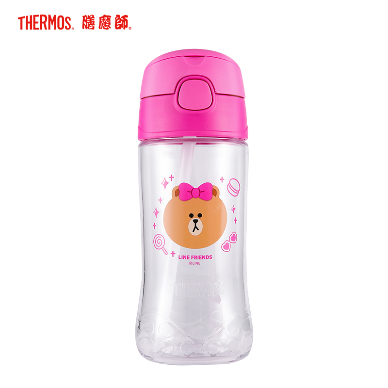 膳魔师(Thermos)纯色系Tritan塑料杯F4011T吸管杯 450ML家用/旅行/通用可爱卡通吸管杯 LF001