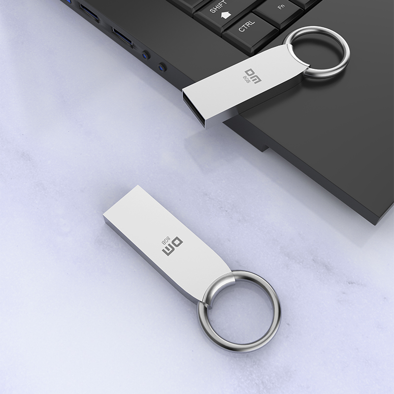 DM 8GB USB2.0 U盘 小圆PD175 银色 小巧便携金属车载防水防震电脑优盘 投标招标小u盘