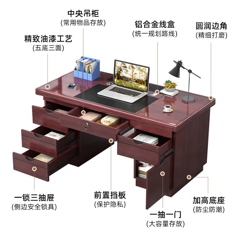 誉卓远办公桌椅套装电脑桌工位办公室油漆职员写字台书桌子-1.2米含椅子高清大图