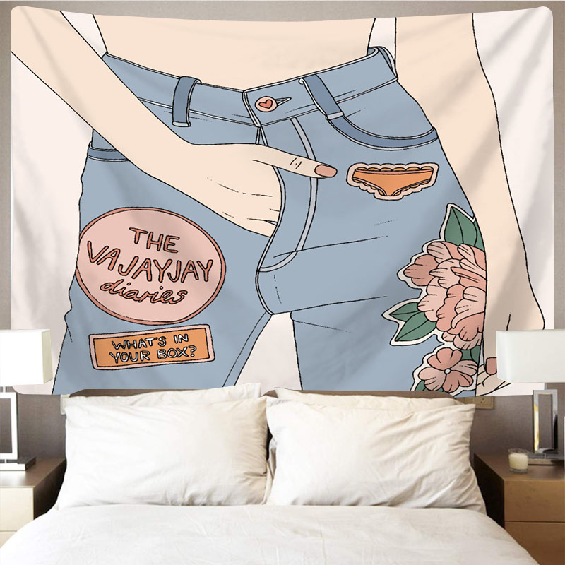 家柏饰(CORATED)欧美鲜花墙面装饰背景布布艺墙挂布挂毯床头卧室房屋遮挡 图二 绒布150高*200宽厘米(横款)高清大图