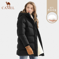 骆驼CAMEL户外中长款羽绒服情侣款冬季新款加厚保暖防风连帽羽绒外套男女