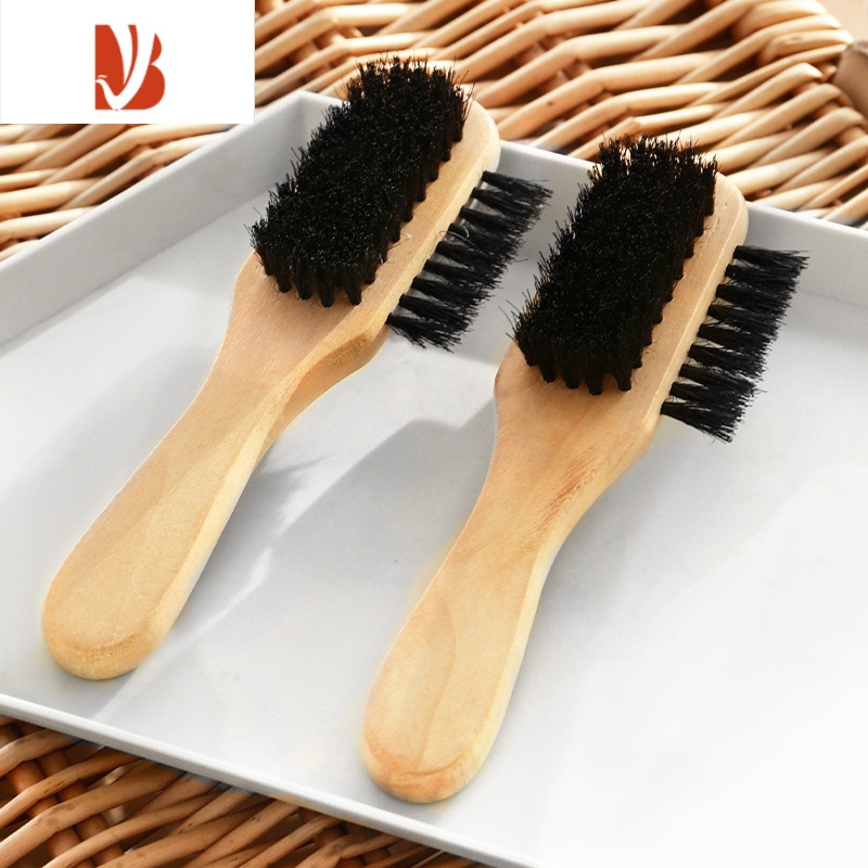 三维工匠猪鬃毛鞋油刷实木手柄不伤鞋擦鞋刷清洁鞋刷软毛刷三面猪毛