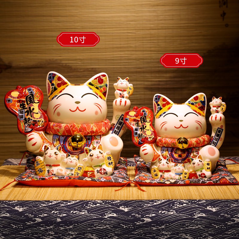 猫摆件 店铺家居收银台开业新款陶瓷存钱储蓄罐 三维工匠 10寸财运旺来猫高清大图