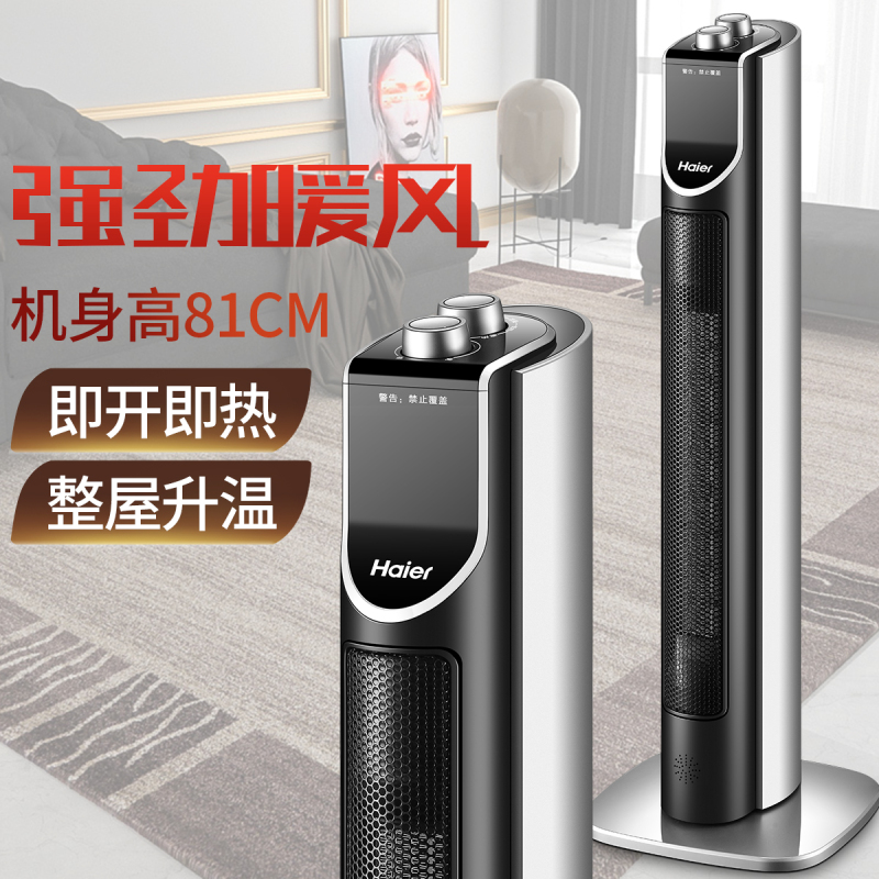 海尔(Haier)取暖器家用暖风机立式电暖器浴室热风机冷暖两用电暖风节能省电速热摇头电暖气烤火炉HN2210A