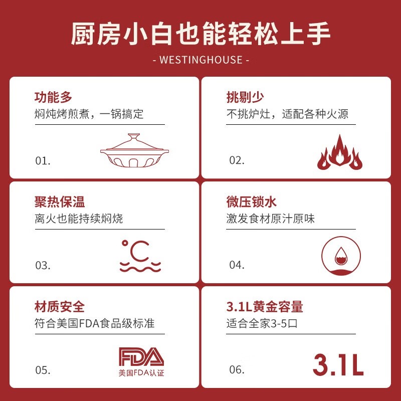 西屋 珐琅海鲜锅 WFL-H28_高清大图
