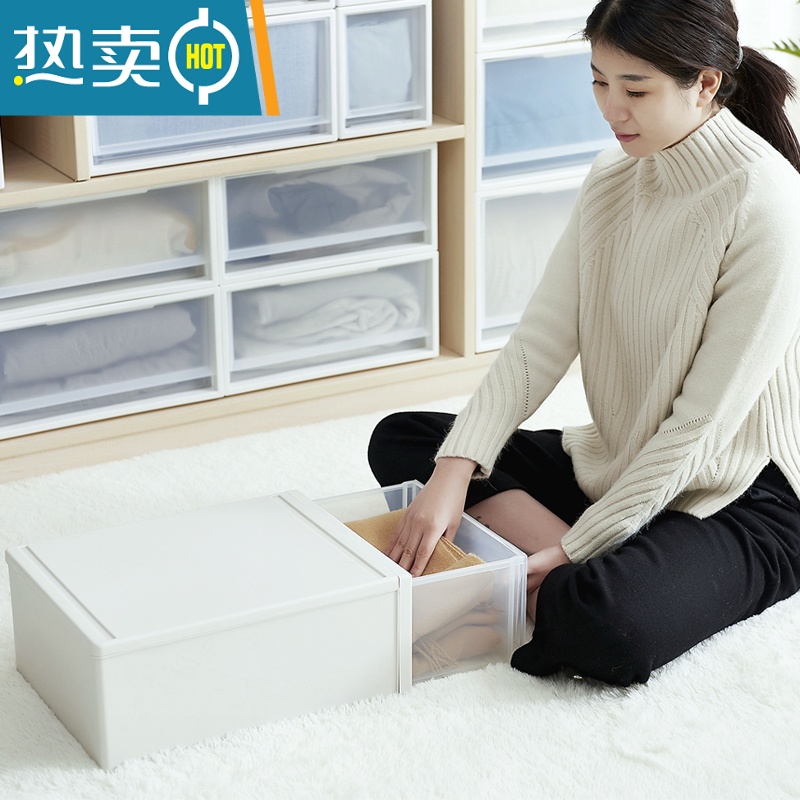 敬平收纳箱透明抽屉式收纳盒塑料衣柜收纳器整理箱内衣衣服储物柜子高清大图