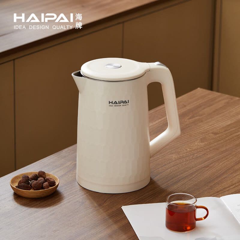 海牌(HAIPAI)电热水壶HP-SH170白色304不锈钢电水壶内外双层壶身1.7L电水壶图片