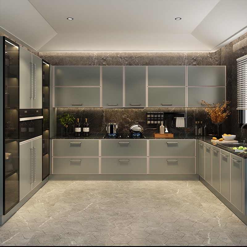 皮阿诺橱柜定制厨房整体橱柜门定做厨柜轻奢橱柜石英石厨柜台面预付金