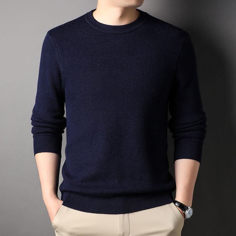 羊毛衫男半高领套头纯色毛衣男秋冬新款加厚打底针织衫男
