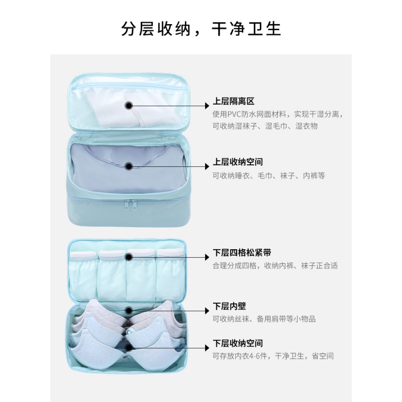 旅行内衣收纳包便携文胸内裤整理包旅游衣服收纳袋行李袋双层防水收纳袋 三维工匠高清大图