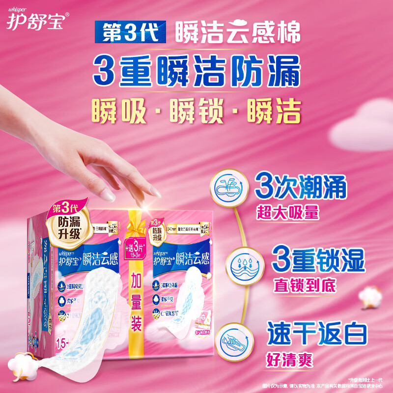 护舒宝云感棉极薄日用10片240mm(盒装) 80684707 3包起送高清大图
