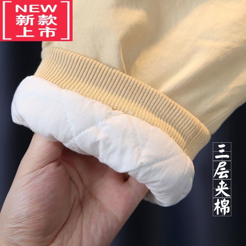 可莉允宝宝夹棉裤子男冬季加棉加厚外穿女婴儿宽松儿童冬季保暖裤图片