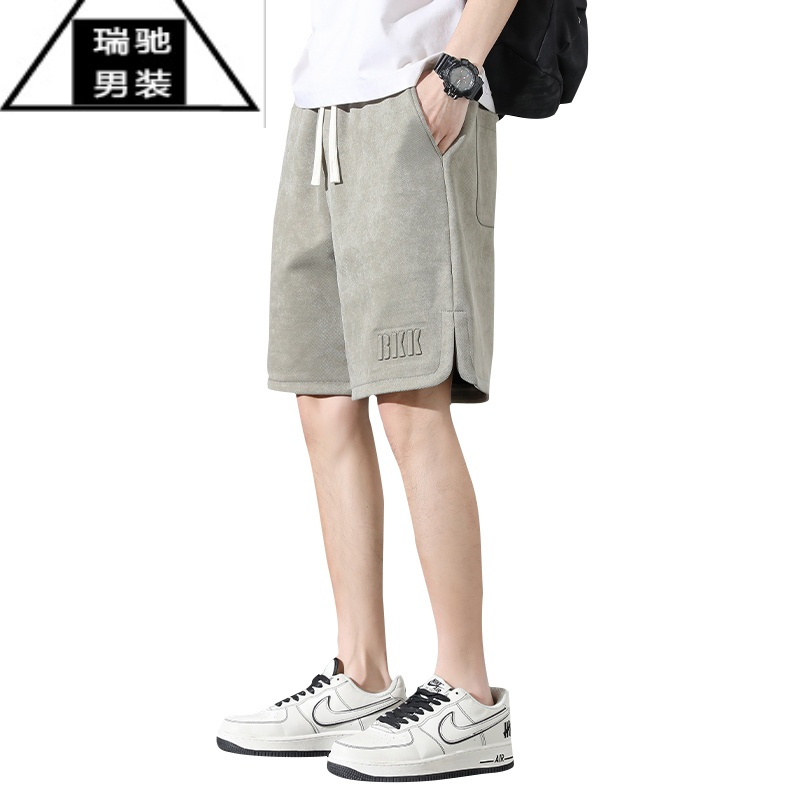 希杰狮王短裤男士夏季薄款宽松直筒冰丝中裤夏天运动外穿男装休闲五分