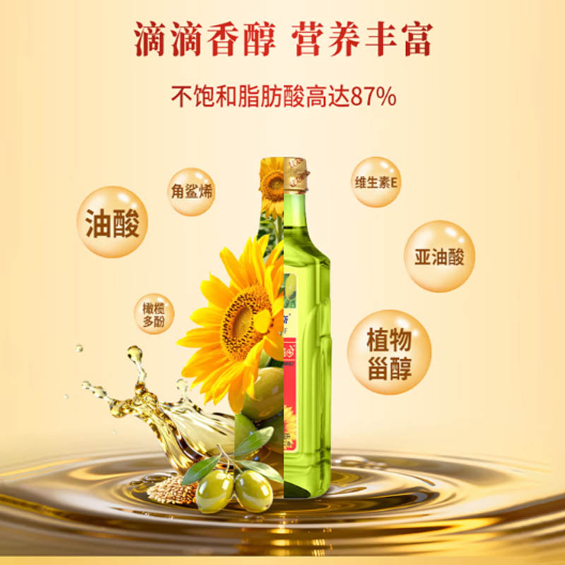 贝蒂斯双尖橄榄葵花调和油468ml*2礼盒高清大图